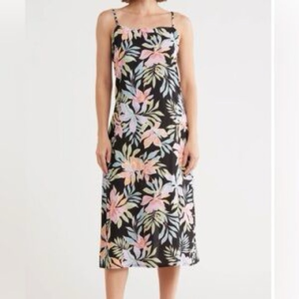 Billabong Golden Hour Midi Black Floral Dress
